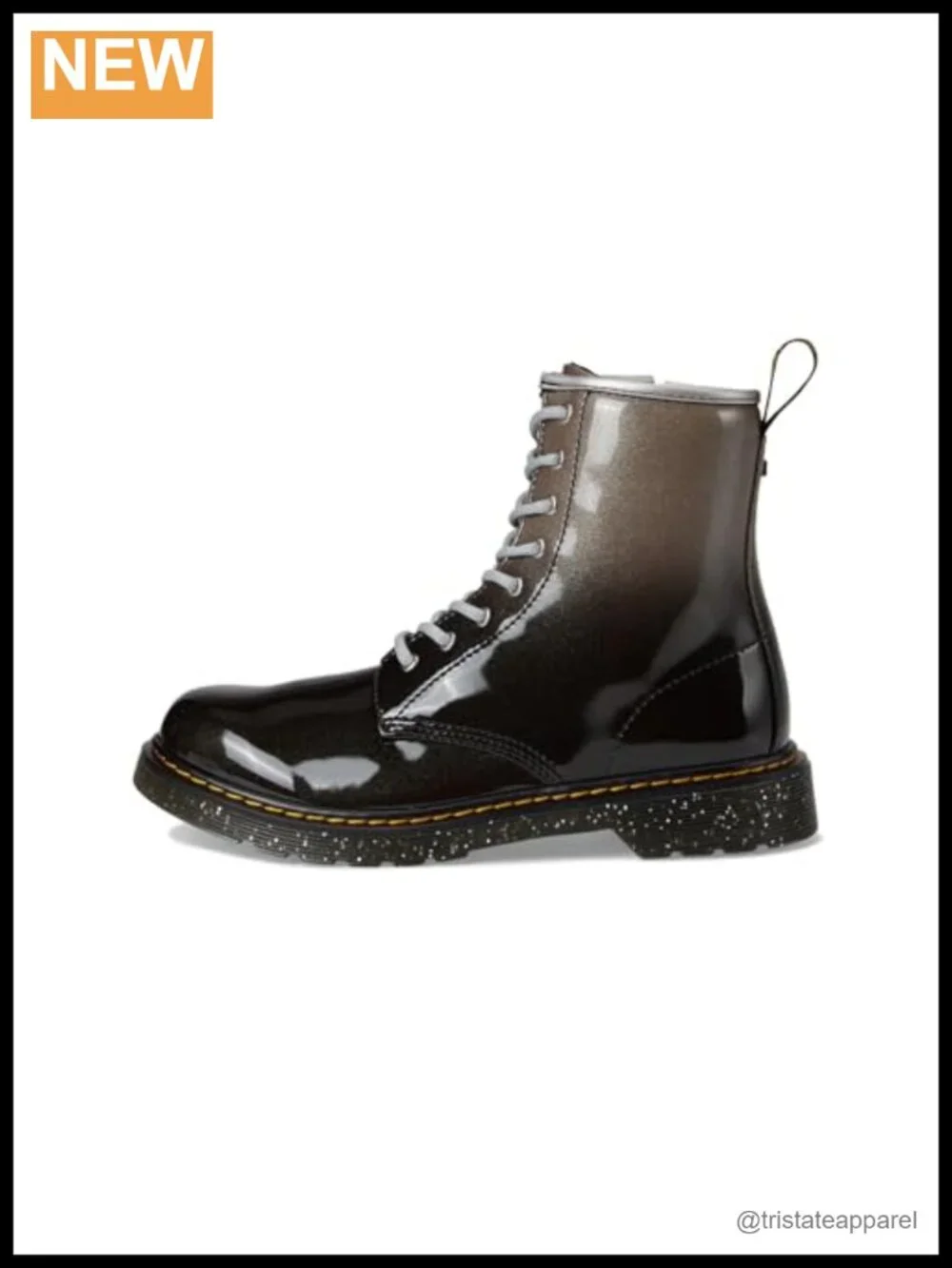Patent Leather Lace Up Ankle Boots for Women, Chunky Heel
